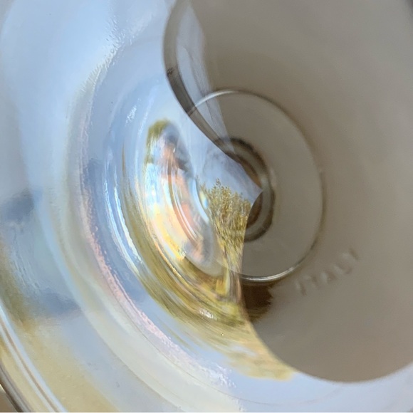 Fluted Champagne Glasses Italy Gold Trim Bulbous Stem - Set of 2 - Picture 9 of 12